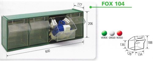 Fox 104 Fali Tároló (4 Fiókkal) Piros