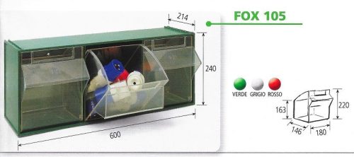 Fox 105 Fali Tároló (3 Fiókkal) Piros
