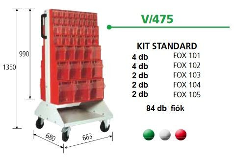V475 Fox Guruló Billenőfiókos Tárolórendszer