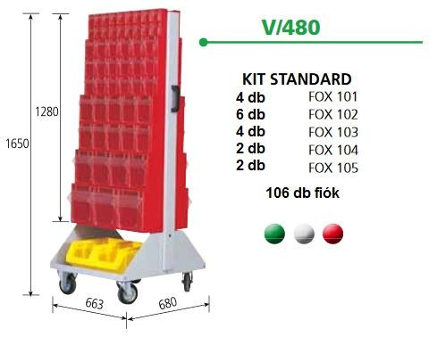 V480 Fox Guruló, Billenőfiókos Tárolórendszer